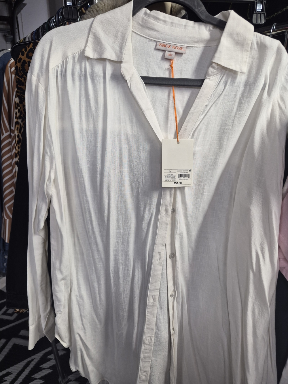 Knox Rose Cream Lightweight Button-Down Blouse